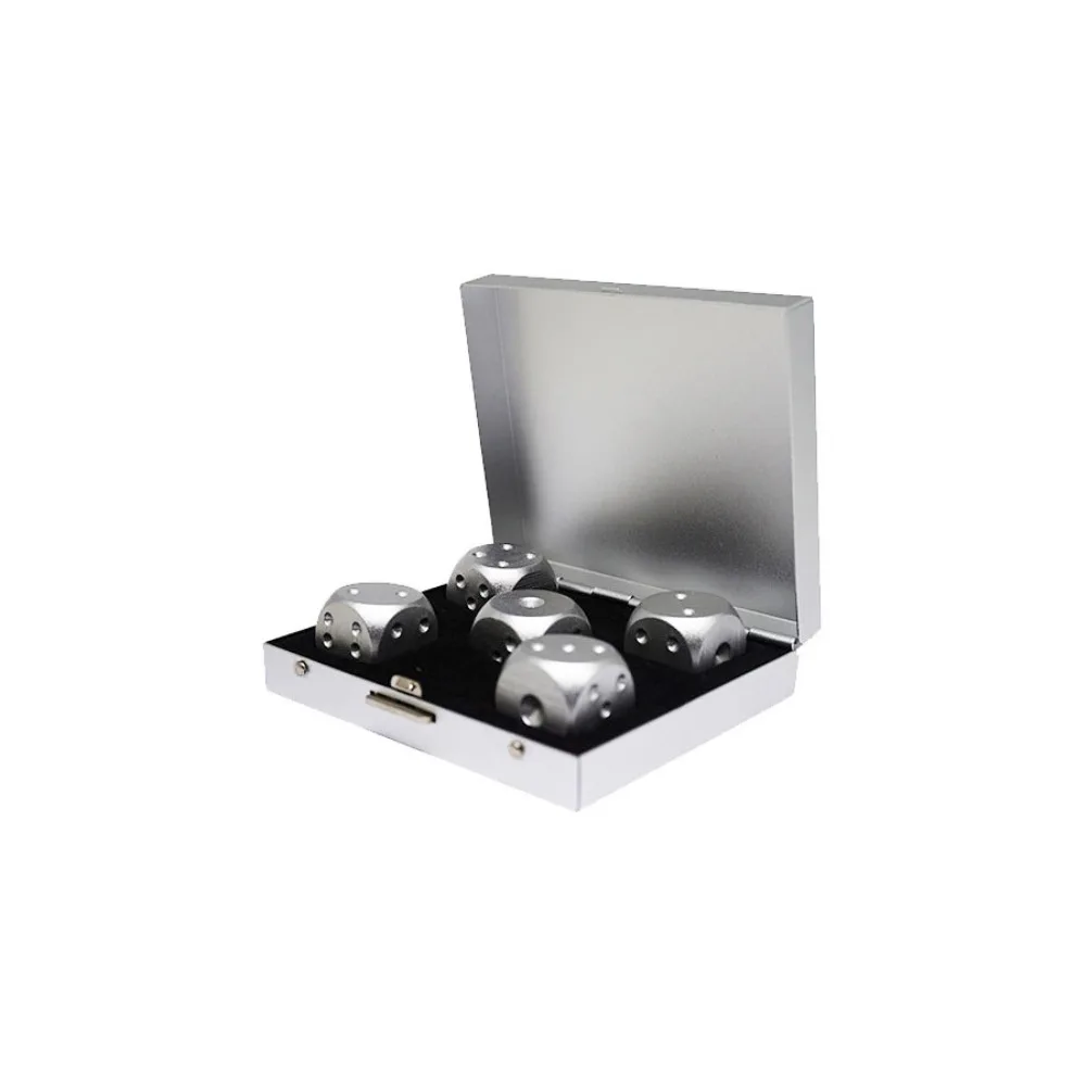 

Aluminum Alloy 5 in1 Metal Dices 6 Sided Figurines Metal Solid Dice Metal Cube with Case Rounded Corners Dice Set