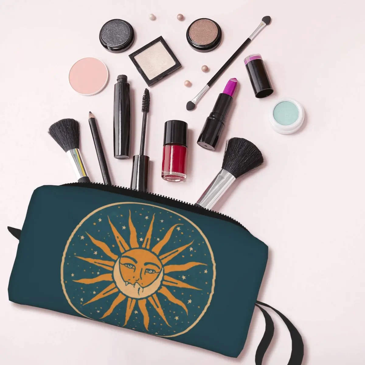 Custom Sun And Moon Vintage Makeup Bag for Women Travel Cosmetic Organizer Cute Storage Toiletry Bags Dopp Kit Case Box