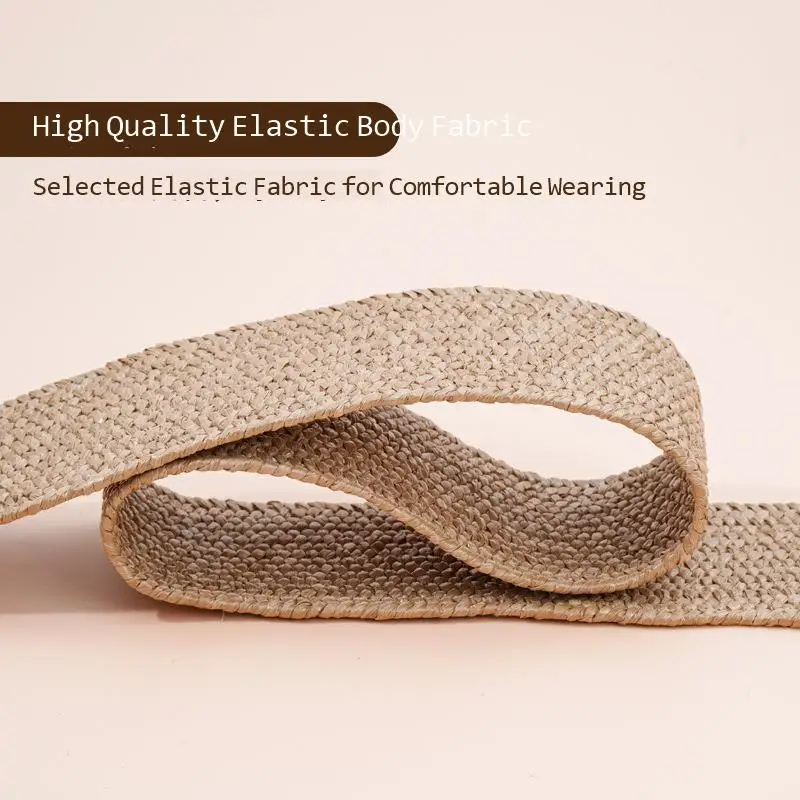 New fashion elastic knitting women's wide waistband PP grass decorative dress suit round buckle belt