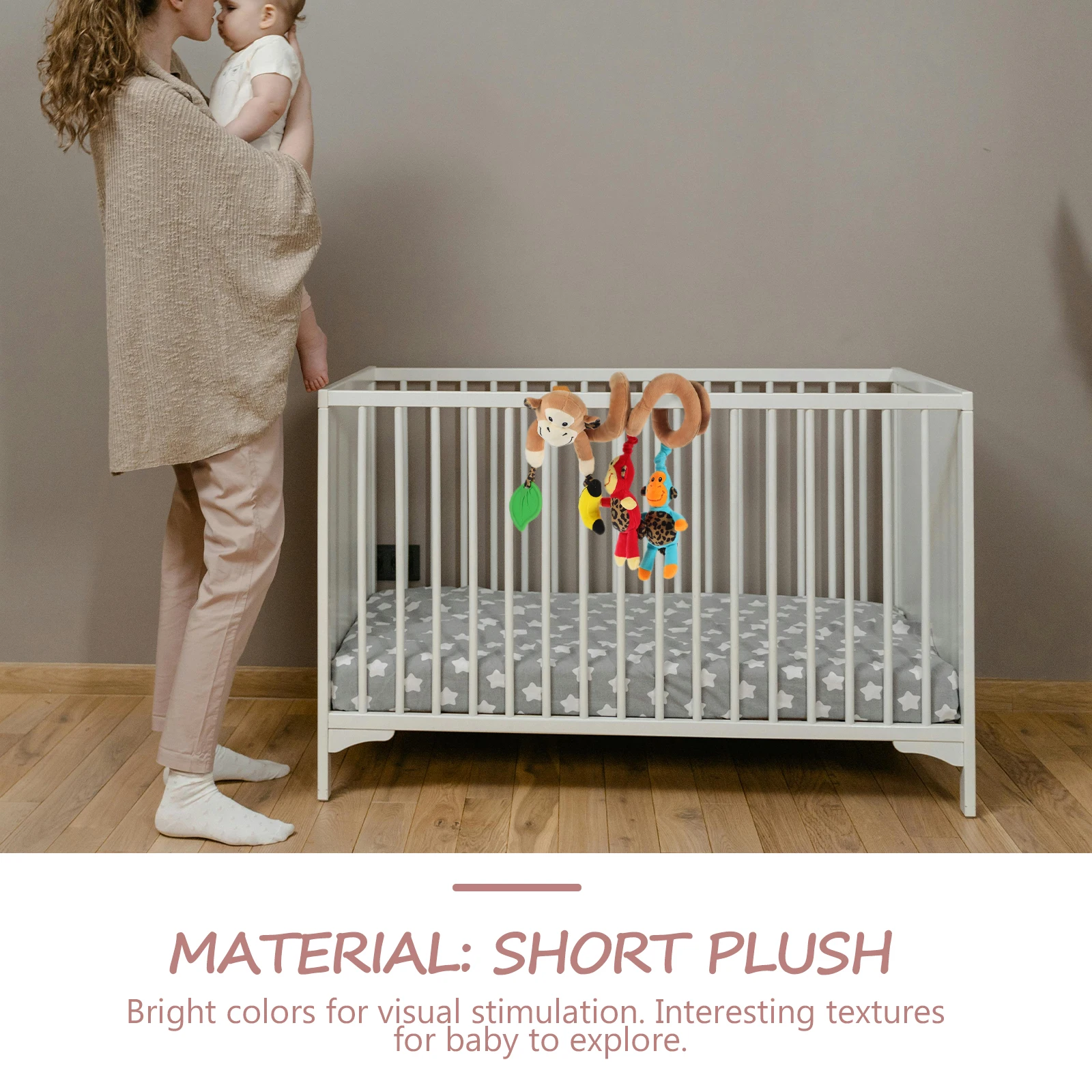 

Monkey Design Infant Baby Activity Spiral Bed Stroller Toy Bed Musical Rattles Hanging Bell Crib Toy or Stroller Toy Wraps or Ca