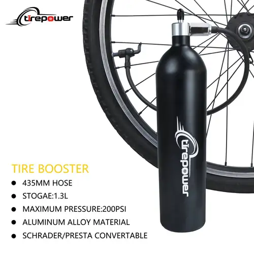 Imagen 2 del producto Bomba infladora de alta presión de 200 PSI para neumáticos, botella de aire de 1.3L con válvula, cilindro de gas para bicicleta, neumático sin cámara.