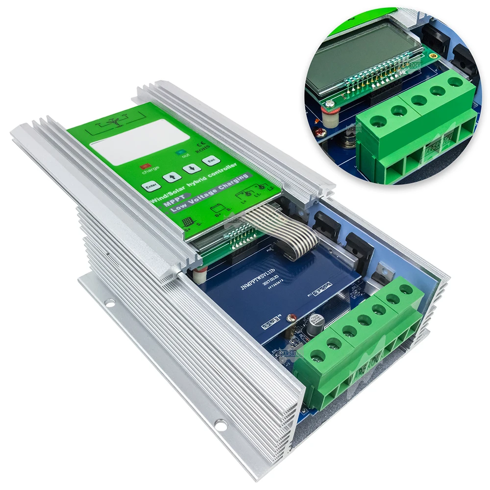 1400W(Wind 800W+ Solar 600W)MPPT Hybrid Controller,DC12 or 24V Auto,With Dump Load,LED Display,Shipped From EU, USA