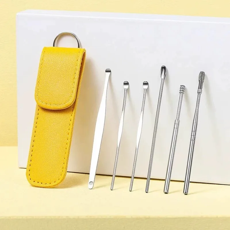 Portable Ear Scoop Set 6-piece Set, Stainless Steel Ear Scoop 360-degree Spiral Cleaning, Ear Scoop Set