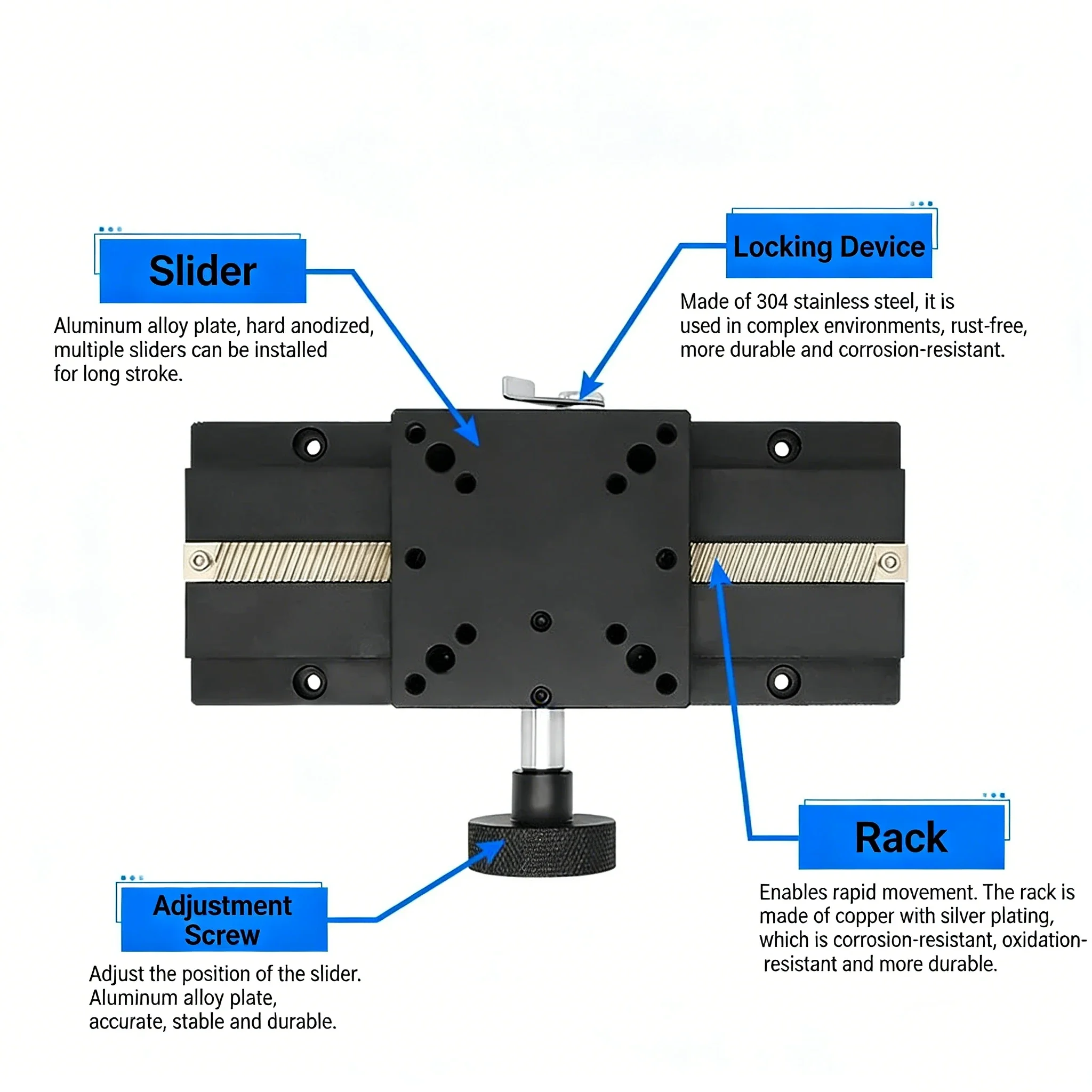 Dovetail Trimming Slide Manual Displacement Platform Sliding Stage Table LWX25 X Axis Long-range for Precision Motion Applicatio