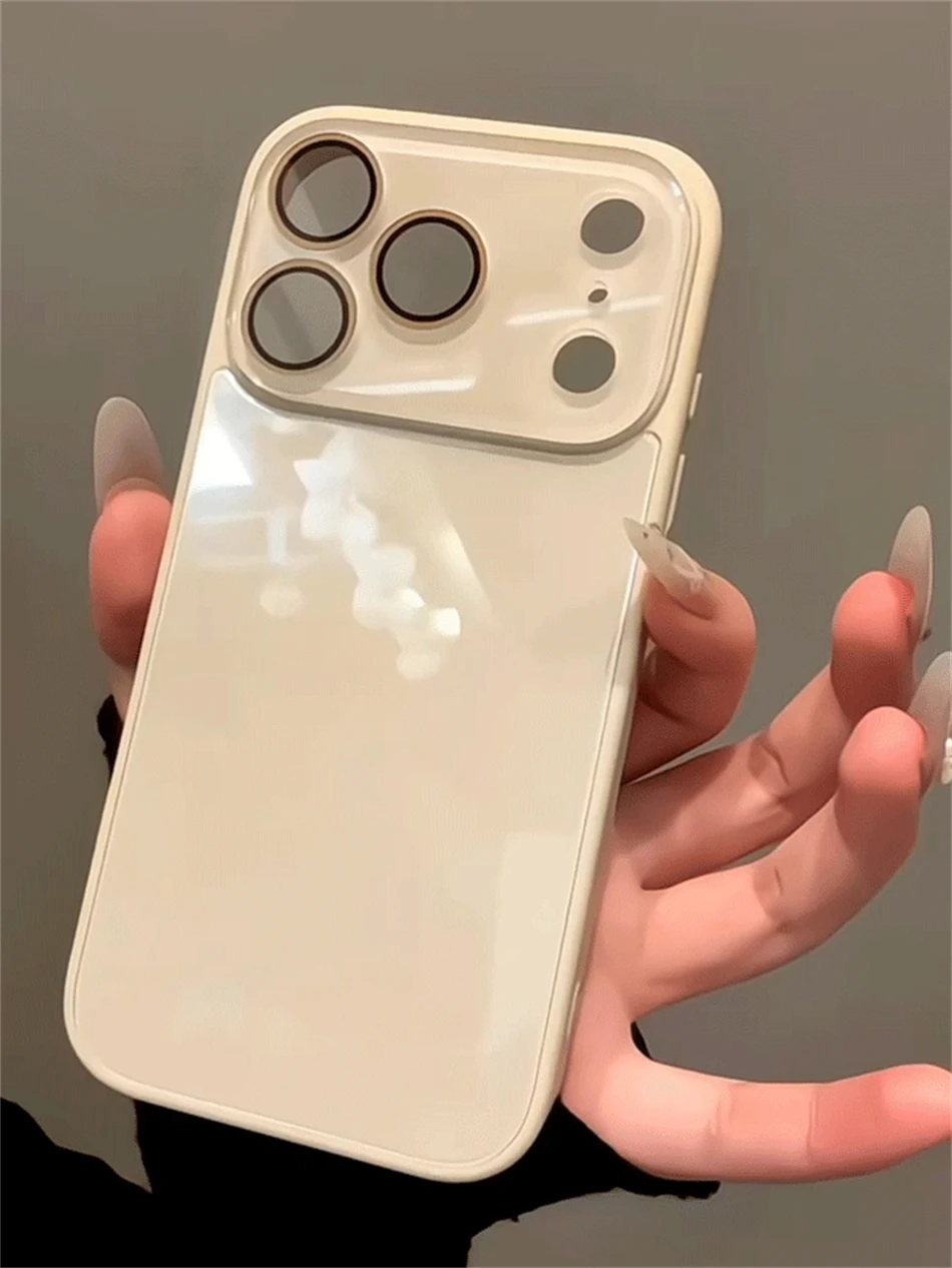 Luxuriöse Kamera-Schutzhülle aus gehärtetem Glas in Bonbonfarben für iPhone 15 16 17 18 Pro Max, stoßfest, weicher Rahmen, glatte harte Abdeckung – Detail 10