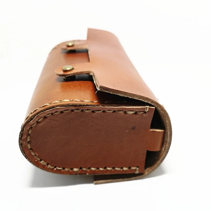 Retro Bicycle Hang Back Bag Handmade Pure Cowhide Saddle Bag Handlebar Bag Bike Equipment Brown Pure Leather ，Q364 view 6