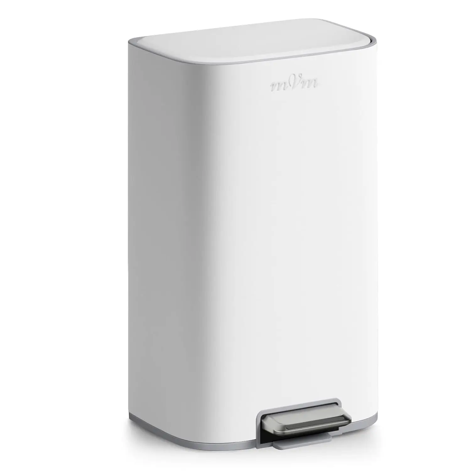 

8 Gal Kitchen Trash Can, Step Trash Can with Lid, Smooth Edge Garbage Bin for Home Office (White)