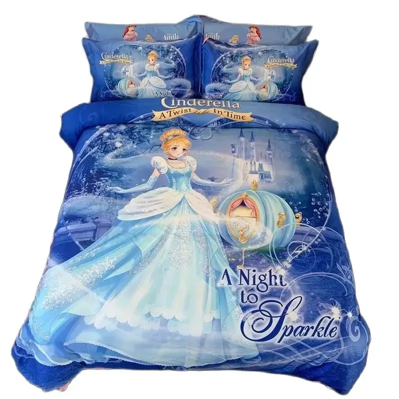 Disney Princess Snow White Bedding Set,Cinderella Ella Bed Cover,Ariel& Aurora Bed Cover,3D Children Bedding Set