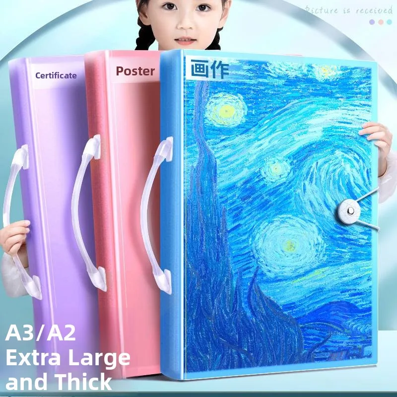 Artwork Storage Bag Children's Drawing Album Certificate Collecting Book Painting Supplies Organizer Plastic Box A3 Size