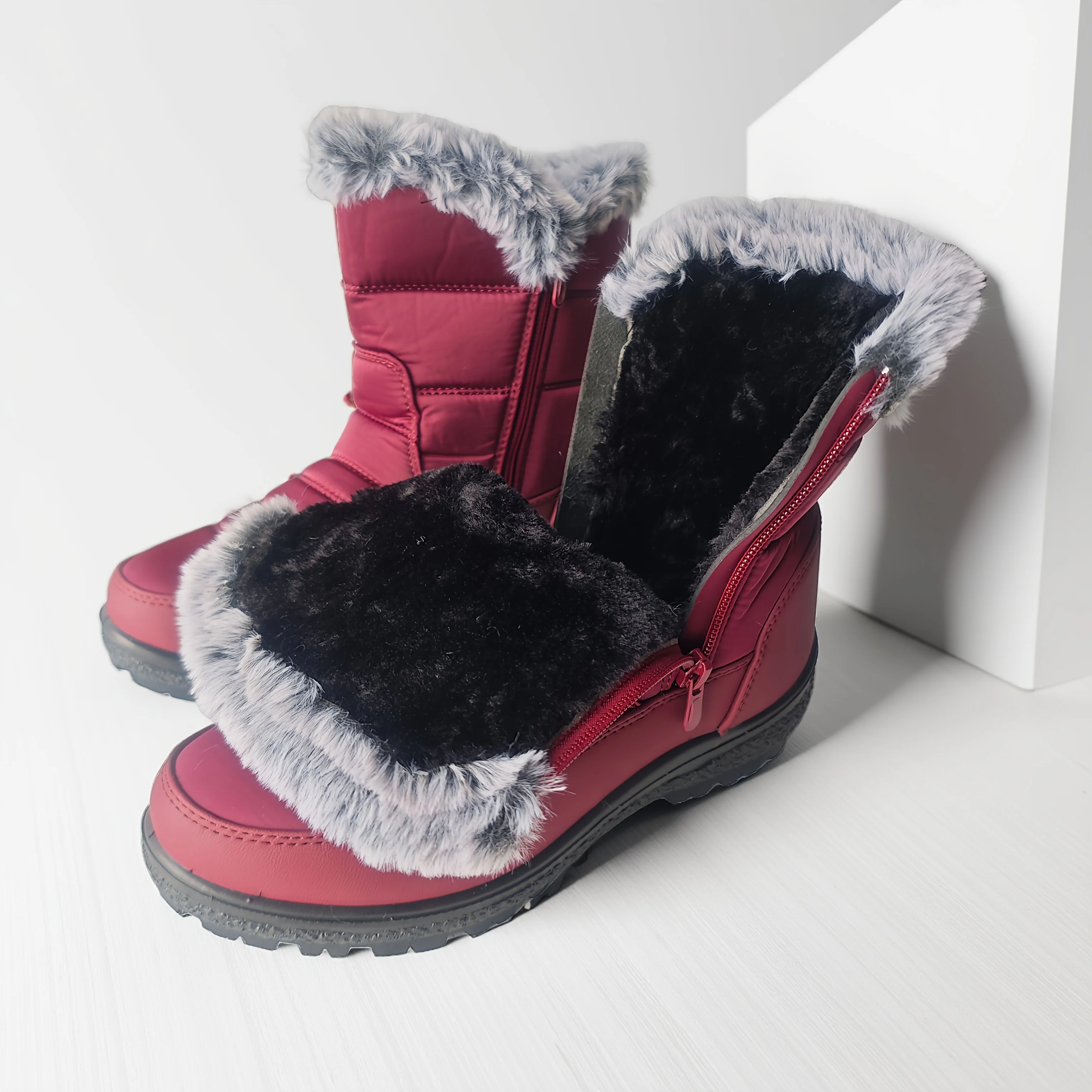 Women's Boots 2026 Trend Winter Shoes For Woman Winter Boots Ankle Low Heels Botas Mujer Waterproof Snow Boots With Fur Shoes