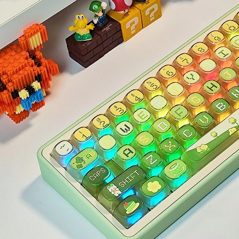 MOA Height Four-Sided Light Transmission Matcha Rabbit Hot Sublimation Process Mechanical Keyboard Keycap DIY
