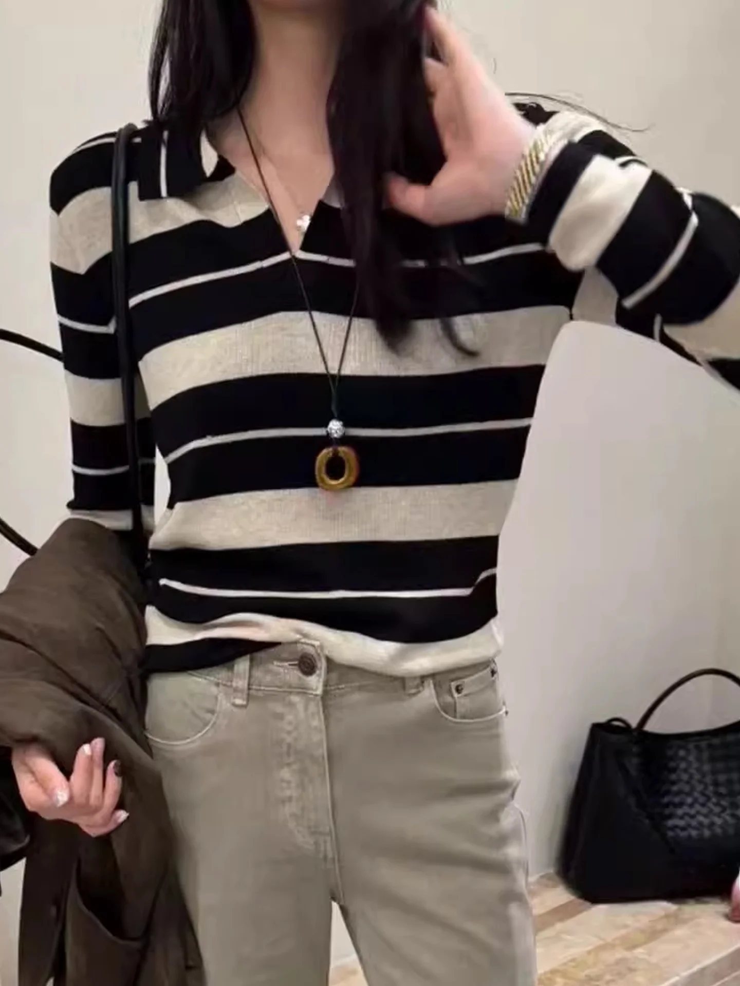 الرجعية اللون بلو تريكو طويل Sve فريد شيك عادية مخطط التخسيس قاعدة irt الخريف الشتاء تخفيف Sle منتظم صالح