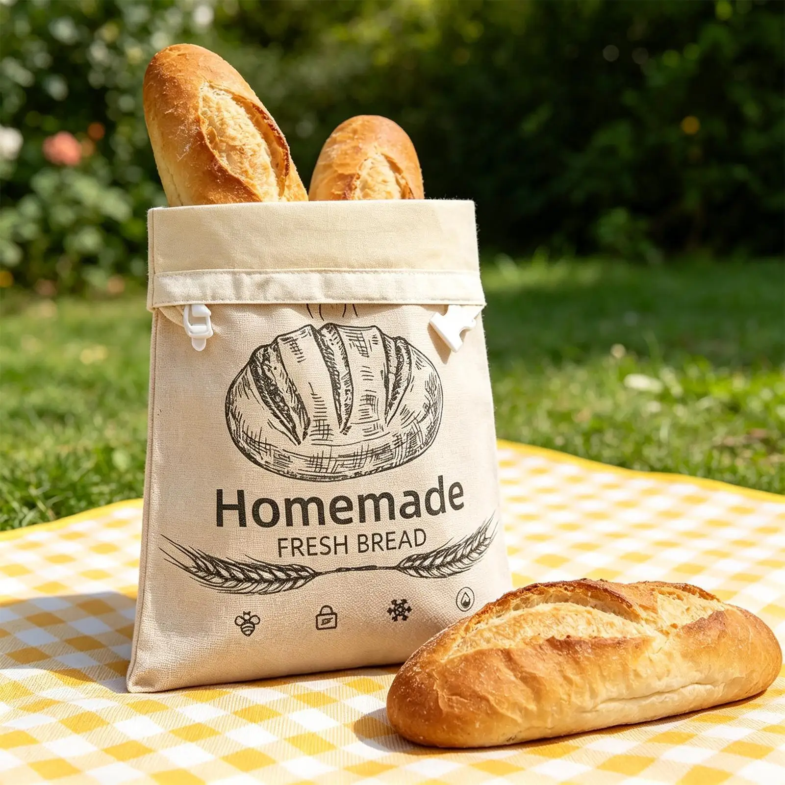 Beeswax Bread Bag With Buckle Dough Preservation Pouch Beeswax Coated Bread Bags For Kitchen Freezer Dining Room Storage