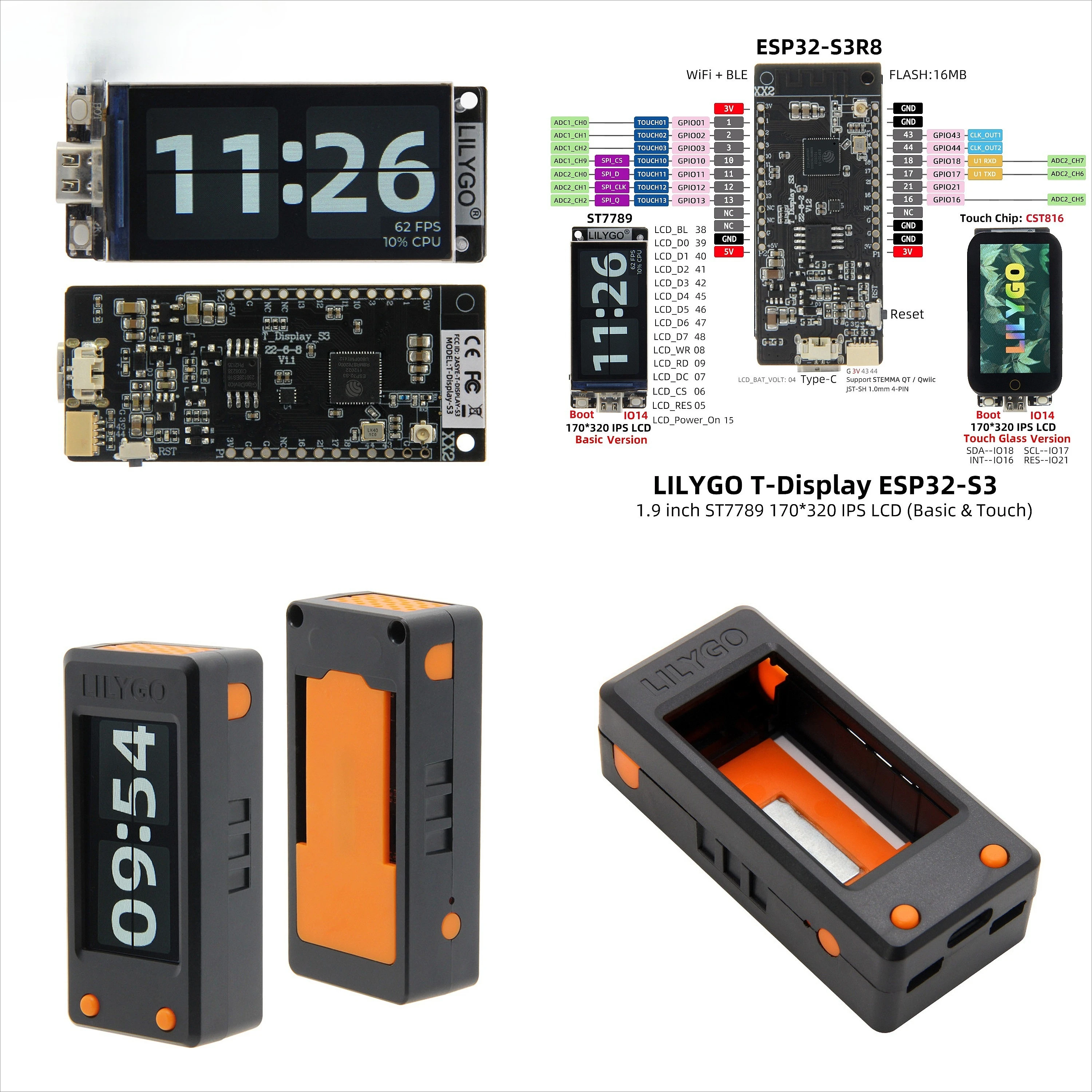 t-display-s3-19-インチ-lcd-開発ボード-wifi-bluetooth-50-ワイヤレス-モジュール-esp32-s3