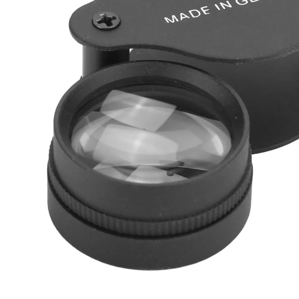 

Full Optical Glass Lens 30X Magnifier Illuminated Design Folding Pocket Portable Magnifier Metal Construction Black Color
