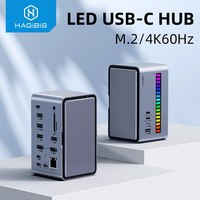 Hagibis USB C Docking Station with Dual HDMI Monitor M.2 SSD Enclosure Ethernet 100W PD USB Hub SD/TF-U100/U100 Pro/U100 Ultra
