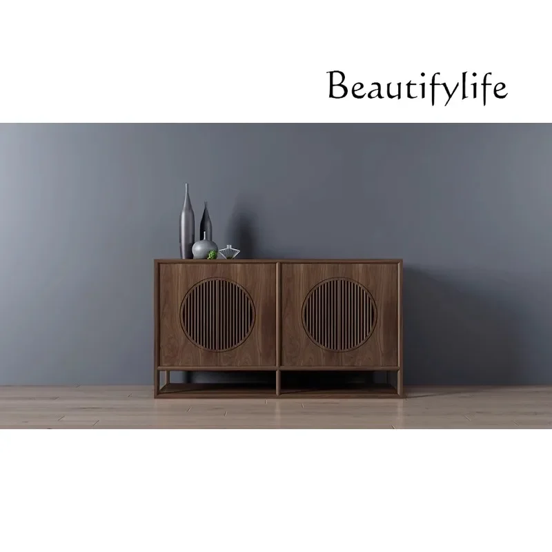 X American Modern Light Luxury Personality Black Walnut Locker TV Cabinet Large Entrance Cabinet Nordic Modern