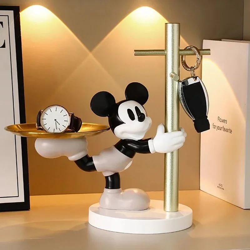 

Disney Cute Mickey Mouse Foyer Storage Figure Anime Living Room Tray Decorations Model Collection Figurine Home Ornament Toys