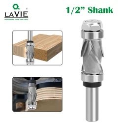 LAVIE 1PC 1/2 Shank Bearing Ultra-Perfomance Compression Flush Trim Solid Carbide CNC Router Bit For Woodworking End Mill Z13C