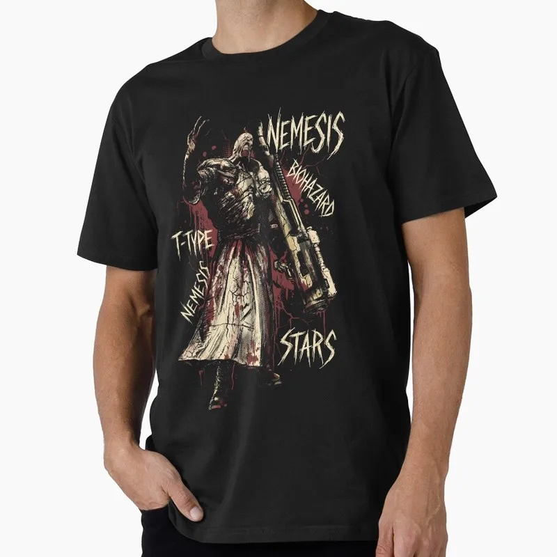 Nemesis Resident Evil Grunge Gaming T‑Shirt Biohazard RE3 Horror Movie Game Graphic Print Tee Retro Unisex Streetwear Tops