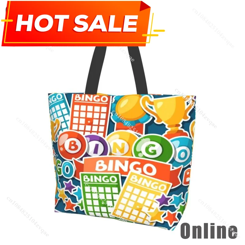 I Love Bingo Game Funny Handbags Shoulder Bags Casual Shopping Girls Tote Bag for Women Folding Reusable Shopping Bags