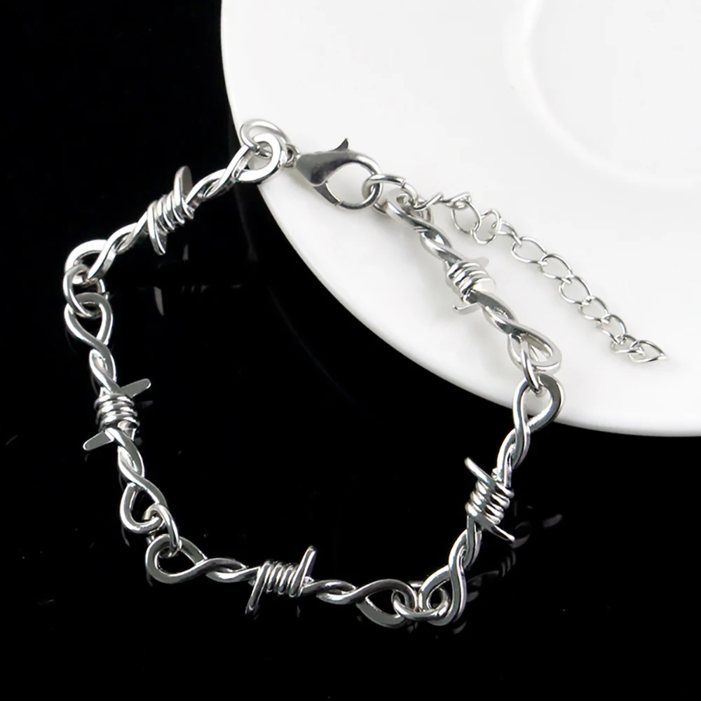 Gothic Y2k Chain Necklace Barbed Wire Choker Alternative Gothic Jewelry Thorn Bracelet Style Bracelet For Lovers