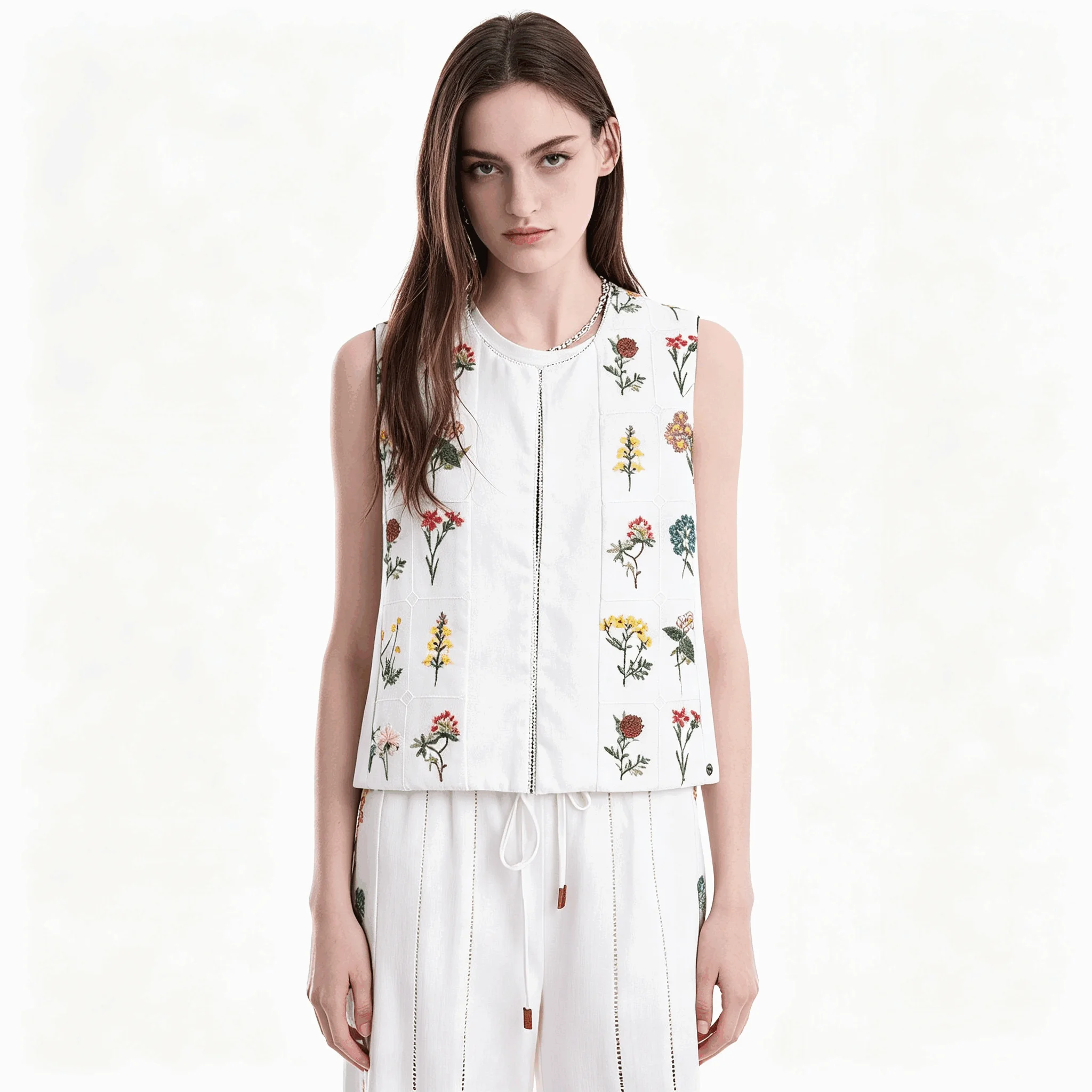 Spanish original single women's vest jacket, Chinese embroidery flower sleeveless denim jacket, European and American style