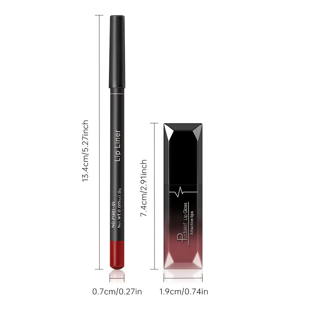1Set Mattes Lipgloss- und Lipliner-Stiftset – wasserfeste, langanhaltende Färbung, die ideale Wahl für einen perfekten Make-up-Look