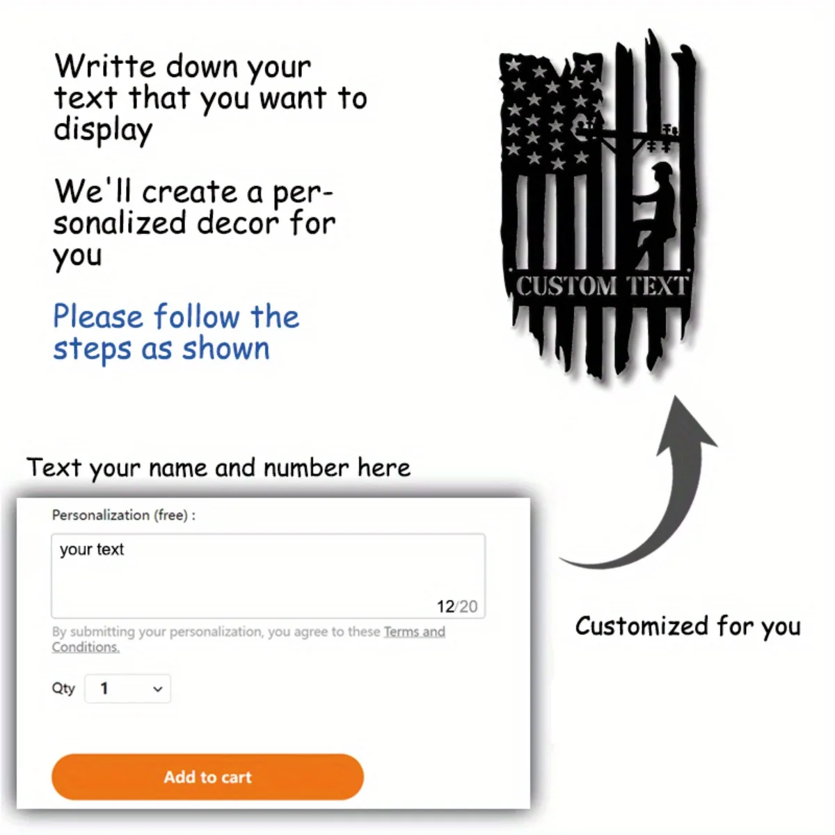 Custom Lineman USA Flag Metal Sign - Versatile Home/Office/Bar/Garage Wall Decor, Personalized Patriotic Design.