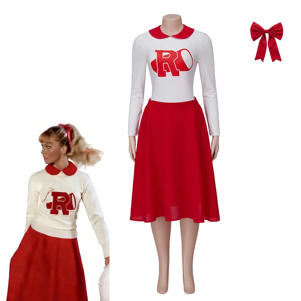 Grasa: Rise of the Pink Ladies Rydell Disfraz Vestido de animadora alto Conjunto de falda superior de animadora retro de Halloween para mujer