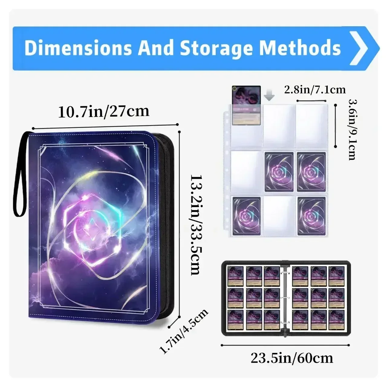 

9 Pocket PU Leather Card Binder Waterproof Trading Card Album for TCG MTG Sports Anime Collectible Gift for Kids Adults