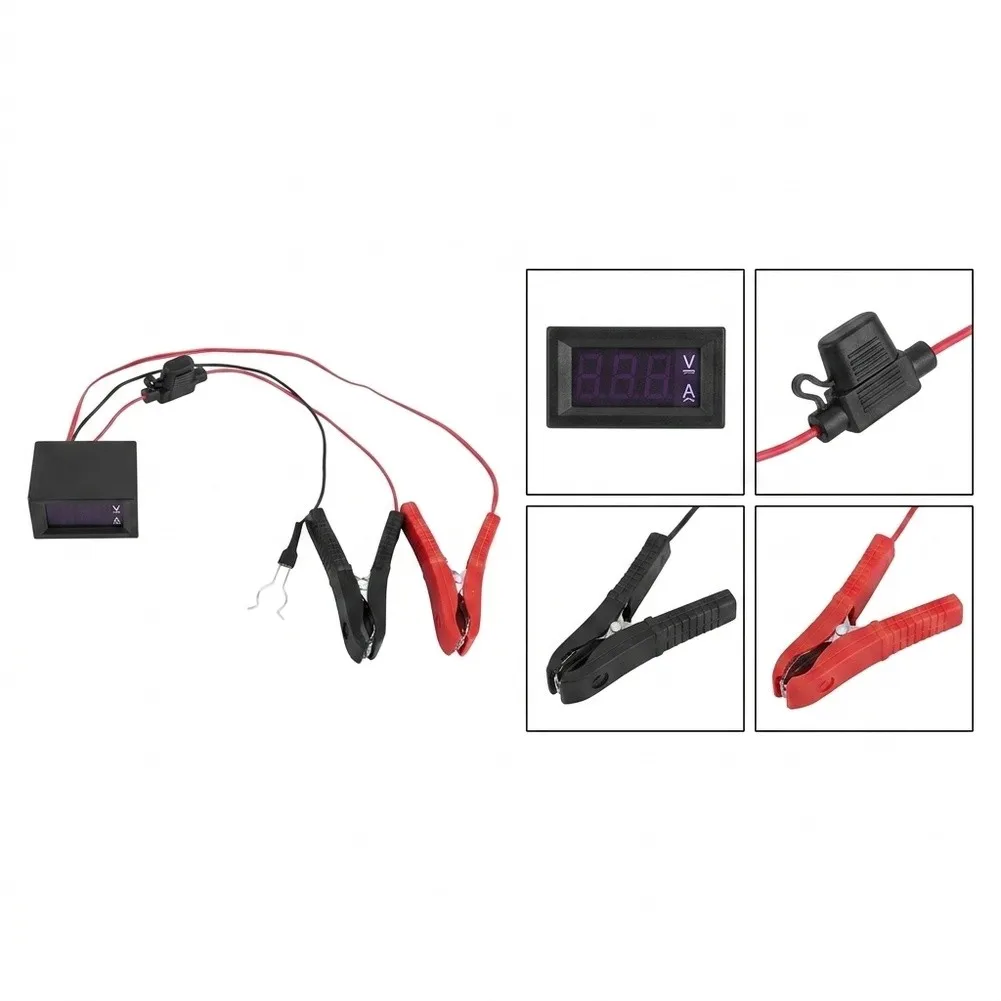12V Digital Voltage Display Car Battery Tester With Clamps For Alternator Charging System Check Automotive Leakage Current