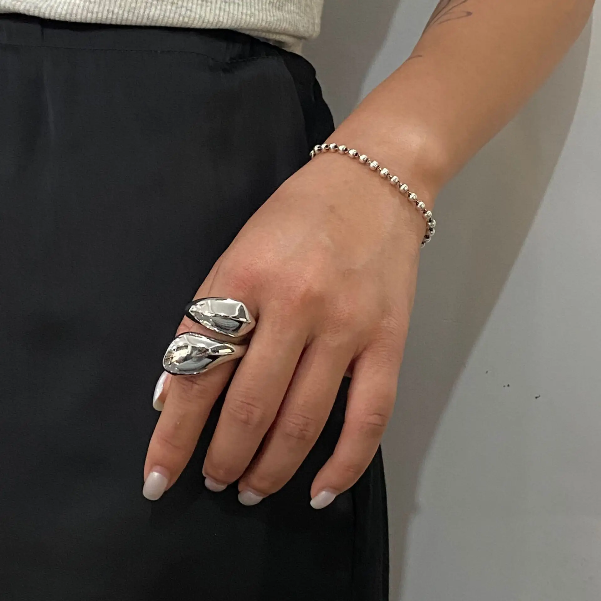 Simple Glossy Crossed Metal Thick Opening Rings For Women European And American Personality Exaggerated Vintage Jewelry Gift