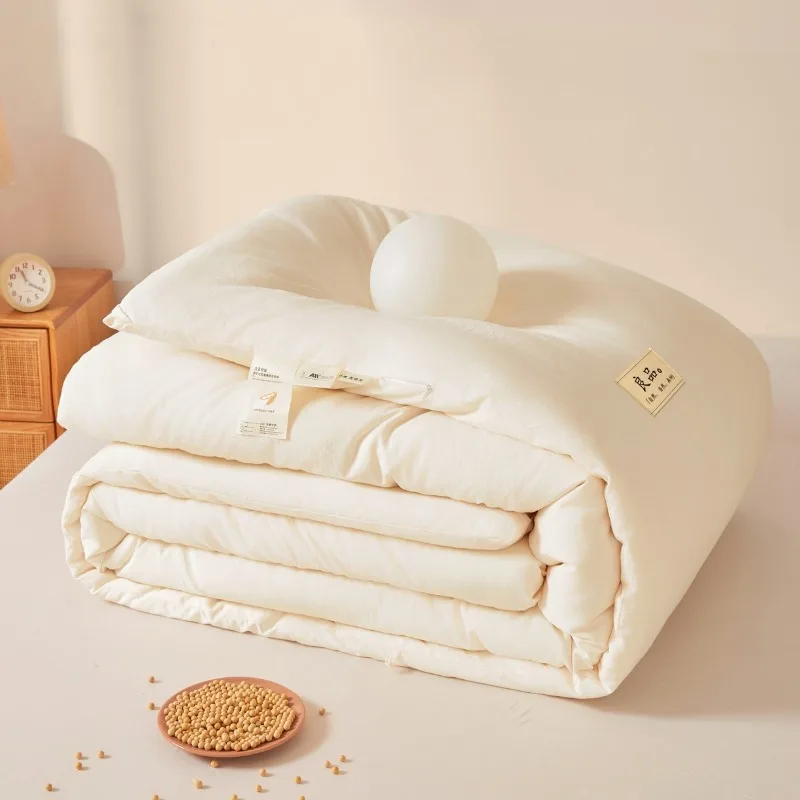 Solid color soybean fiber quilt autumn and winter thickened warm quilt core student four seasons quilt