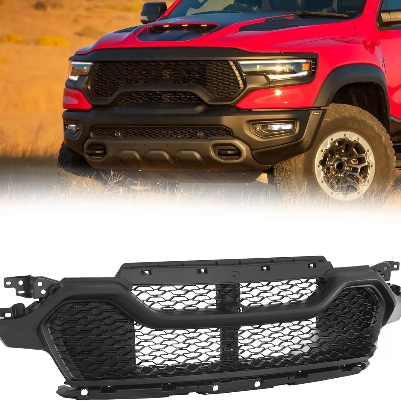 Front Grille for 2021-2024 for Dodge TRX RAM 1500 OE Replacement Parts Accessories 68528996AA Upper Grille 2021 2022 2023 2024