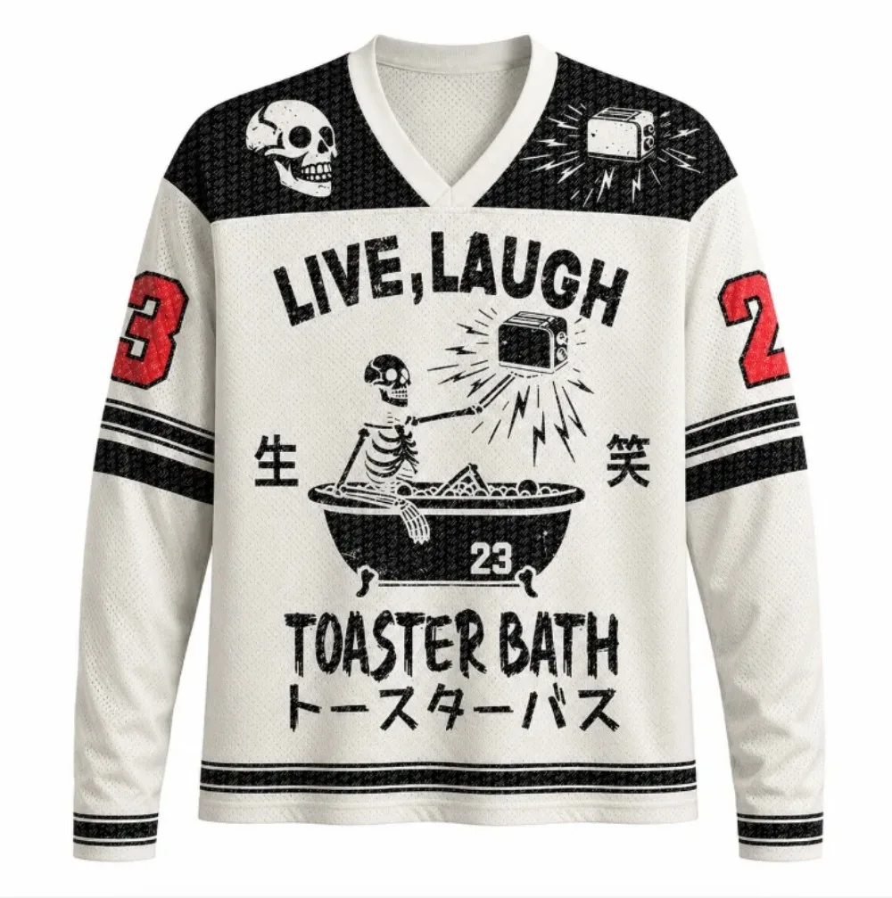 Vintage Skeleton Bath Toaster 3D Printed Spring Autumn Clothing Men Breath Quickdry Sports Long Sleeve Street Fashion V-Neck Top