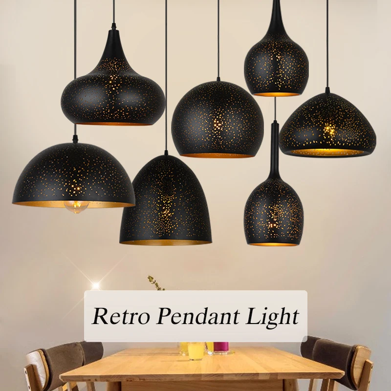 

Industrial Retro Loft Pendant Light Vintage Etch Shade Led Chandeliers Living Dining Room Restanrant Bar Pendant Lamp E27 Lustre