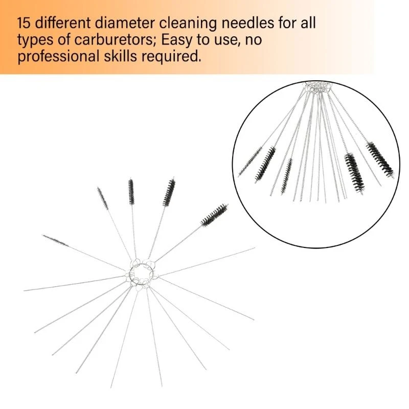 

Comprehensive Carburetor Cleaning Tool Dirt Ejector Tool Brush With 15 Stainless Steel Needle for Bike Vehicle Motorbike