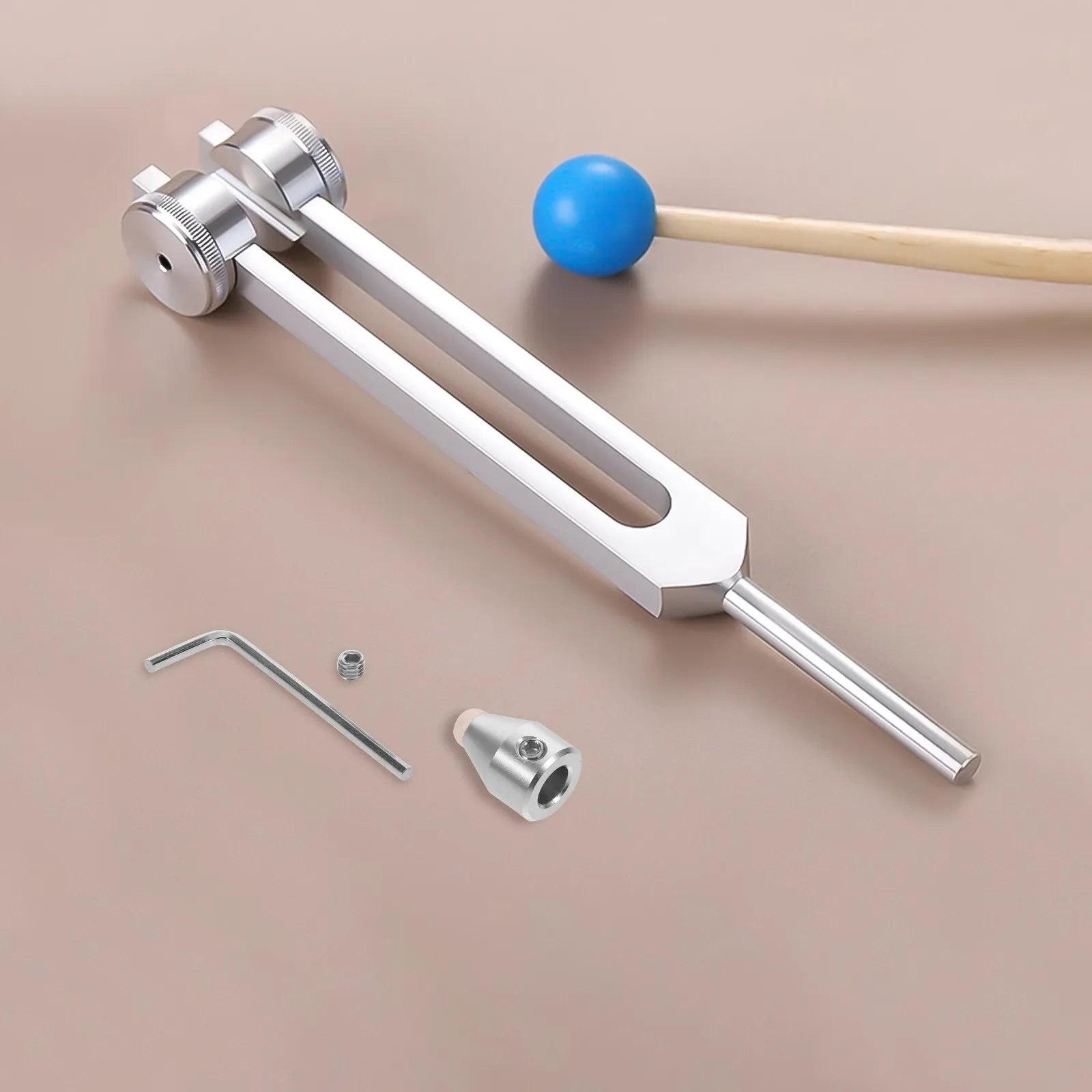 1Set Tuning Fork Base Holder with Rose Quartz Crystal Stable Support for Meditation Yoga Frequency Healing Accessory