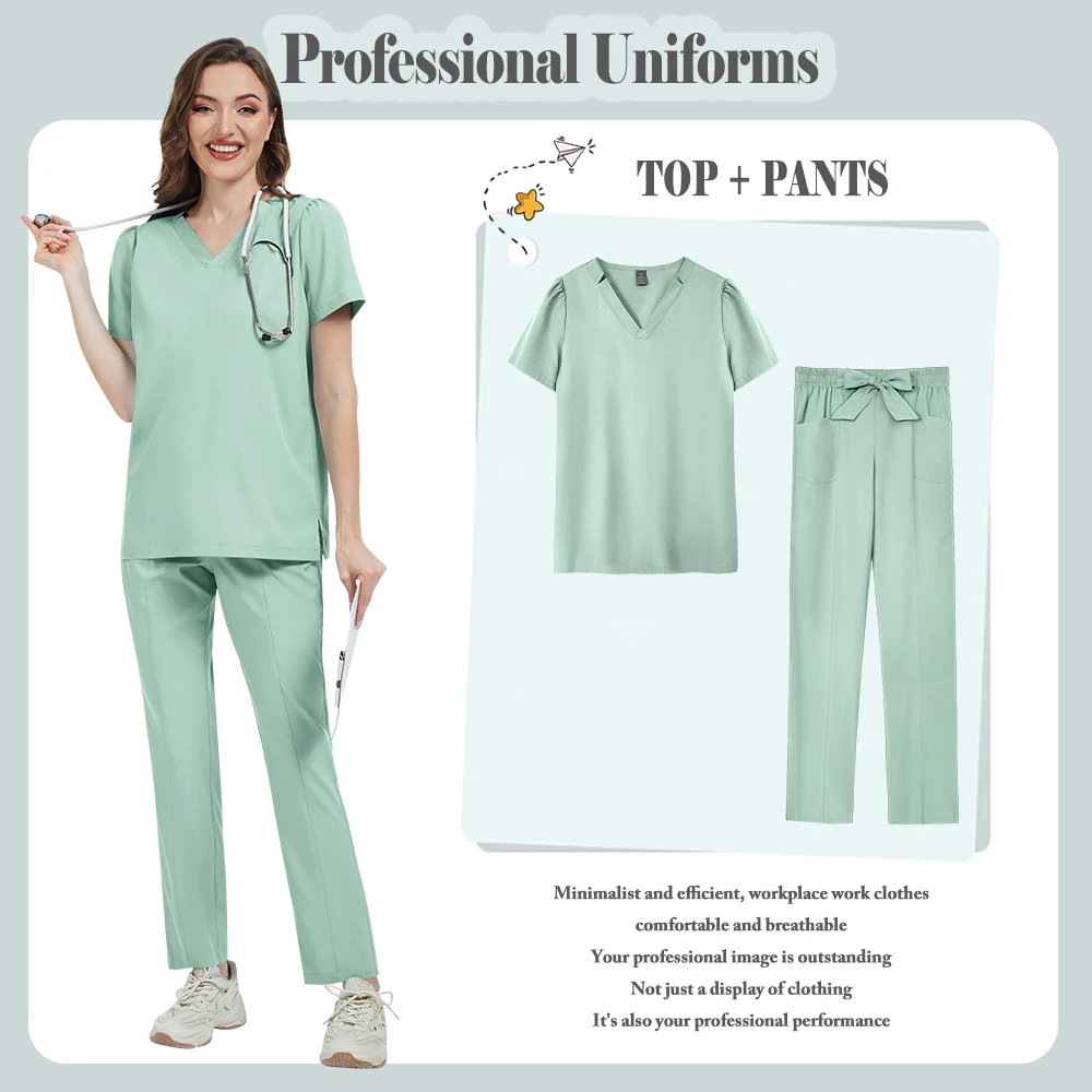 Combinaison de travail de beauté multicolore de haute qualité, uniformes d'infirmière médicale, uniforme chirurgical d'hôpital, ensemble de gommages de soins infirmiers, accessoires pour femmes