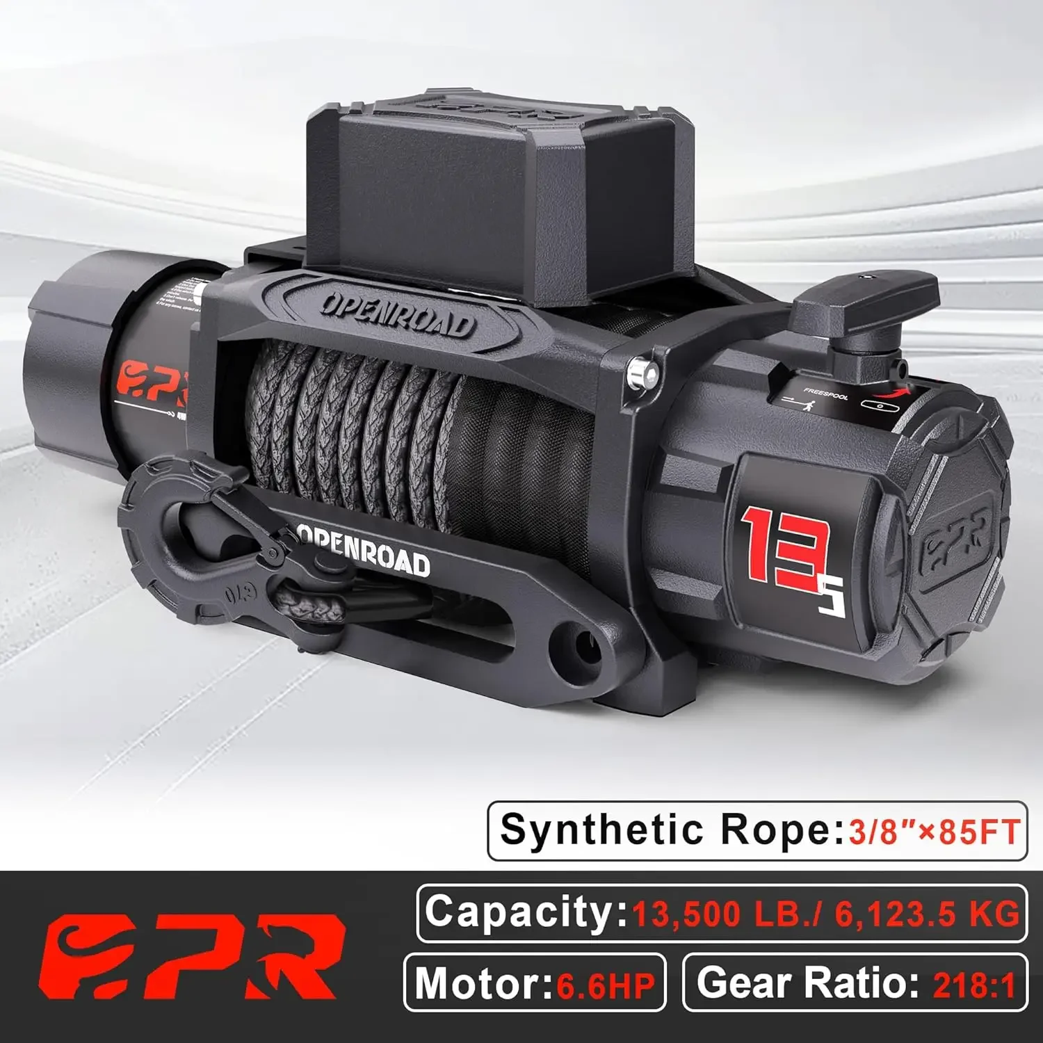 USA Stock 13500 Lb Recovery Winch With Synthetic Rope And 2 Wireless Remotes - IP68 Waterproof 12V Electric Winch For Jeep, SUV,