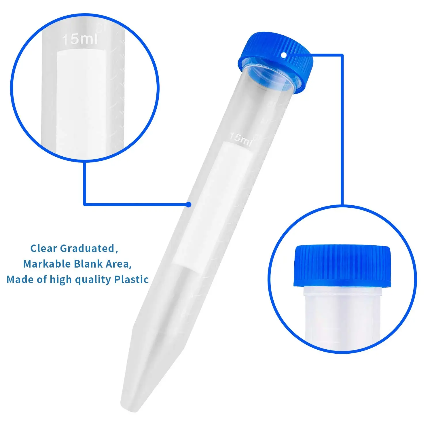 Imagem -03 - Tubo de Centrífuga de Plástico de 15ml Tubos de Ensaio Cônicos com Tampas Tubo Pcr Prp Equipamento de Laboratório Tubo de Ensaio