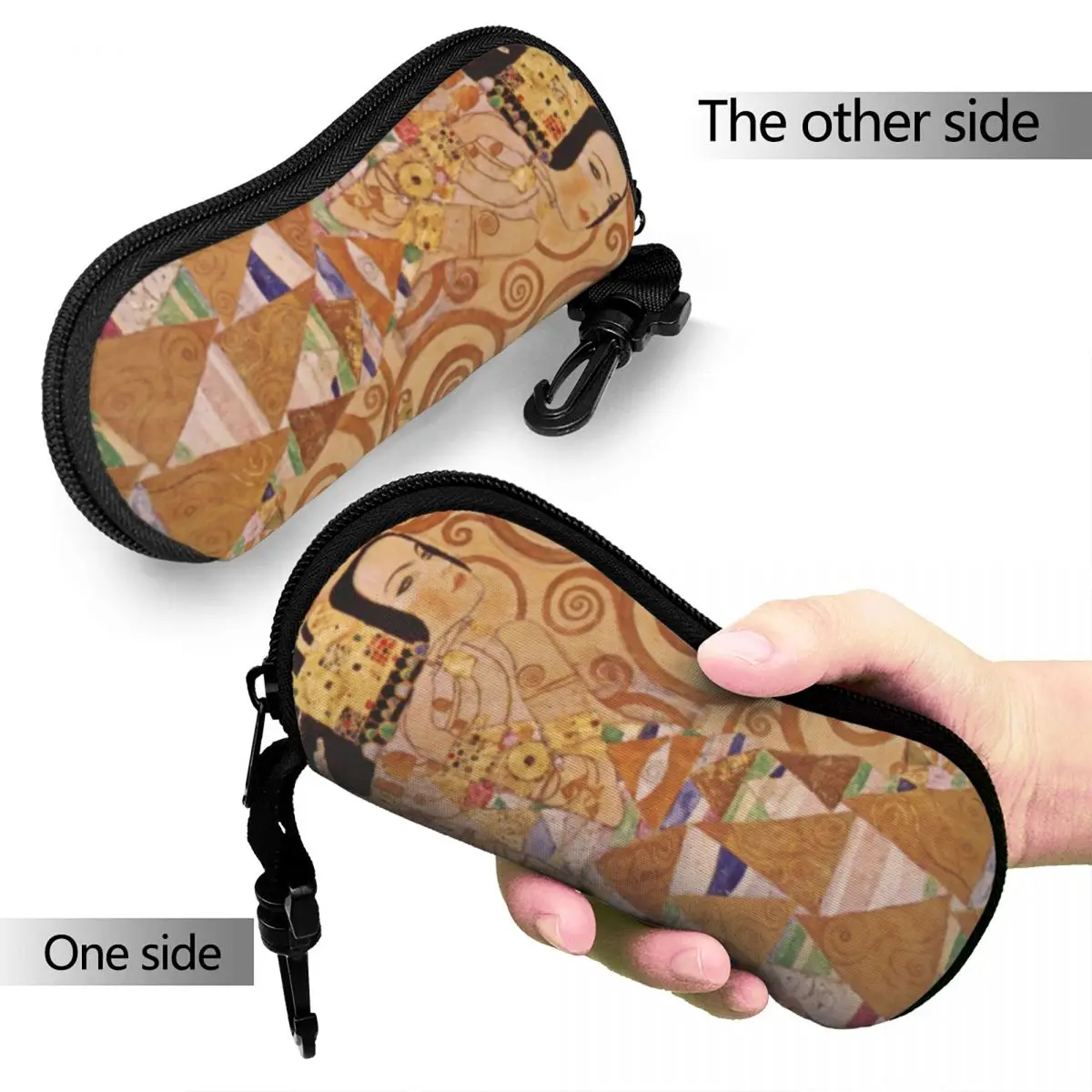 Gustav Klimt astuccio per occhiali verticale arte vittoriana Nouveau Travel Cute Sunglasses Pouch Zipper Male Female Eyewear Storage