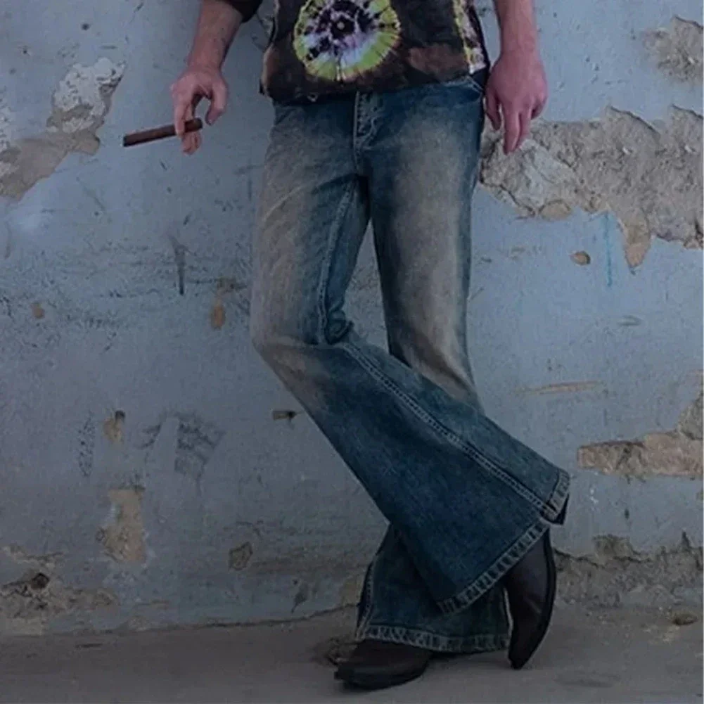 

Men Pants Pants Flare High Men Straight Jeans Streetwear Vintage For Men Fashion High Quality Widely Applicable