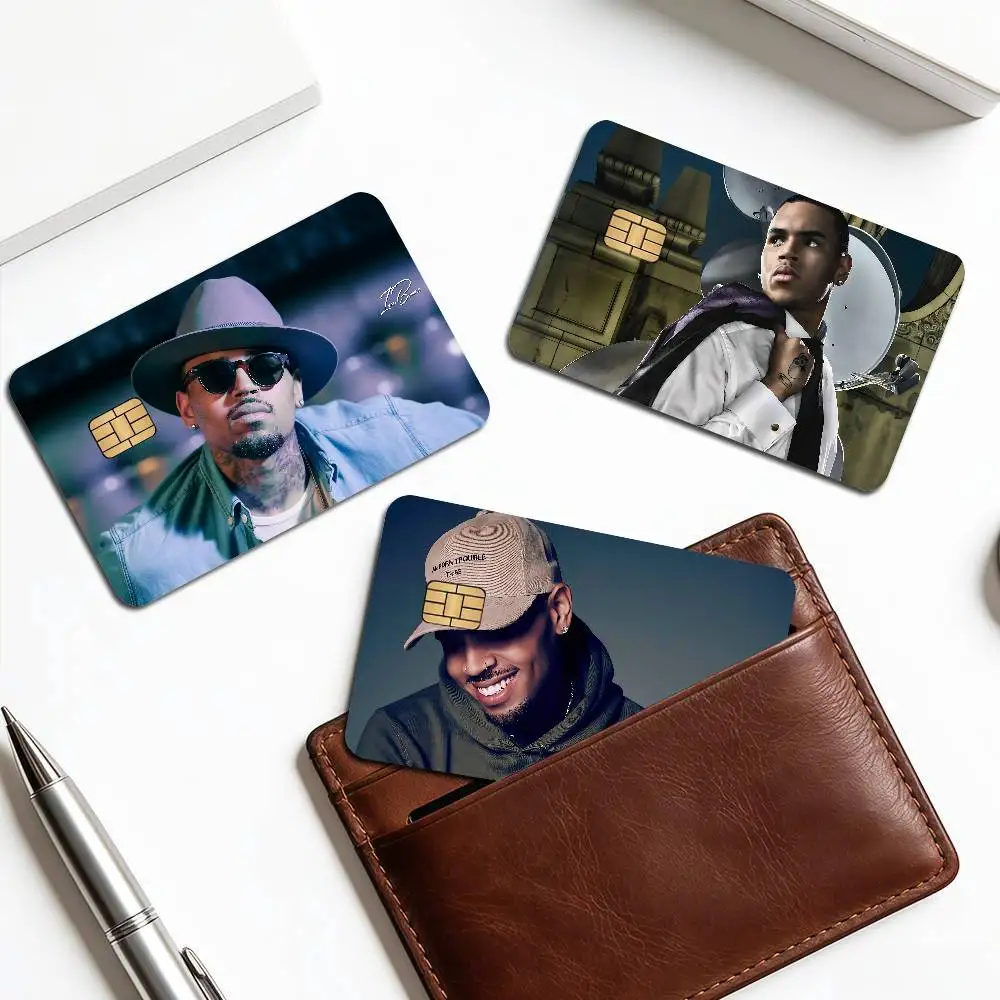 C-Chris B-Brown Singer Rapper 2024 Anime Cartoon Skin Stickers Film Tape Case for Big Credit Debit Card Front Side
