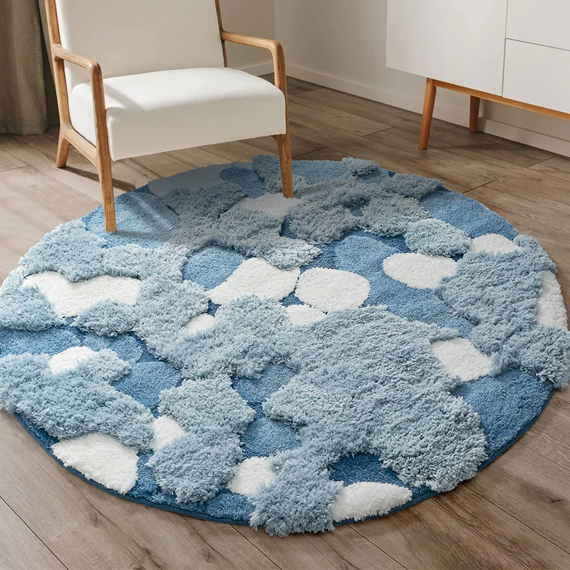 Fresh Tufted Moss Round Carpet For Living Room Study Computer Chair Round Rug Home Sofa Coffee Table Floor Mat Kids Bedroom Rugs