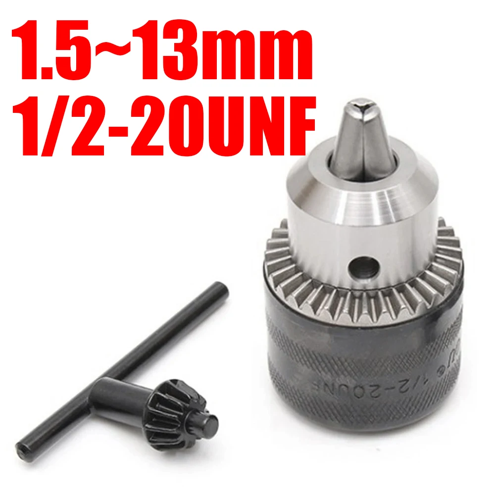 

1.5-13mm Drill Chuck 1/2-20UNF Rotary Hammer Screwdriver Impact Wrench Driver Adapter with Key