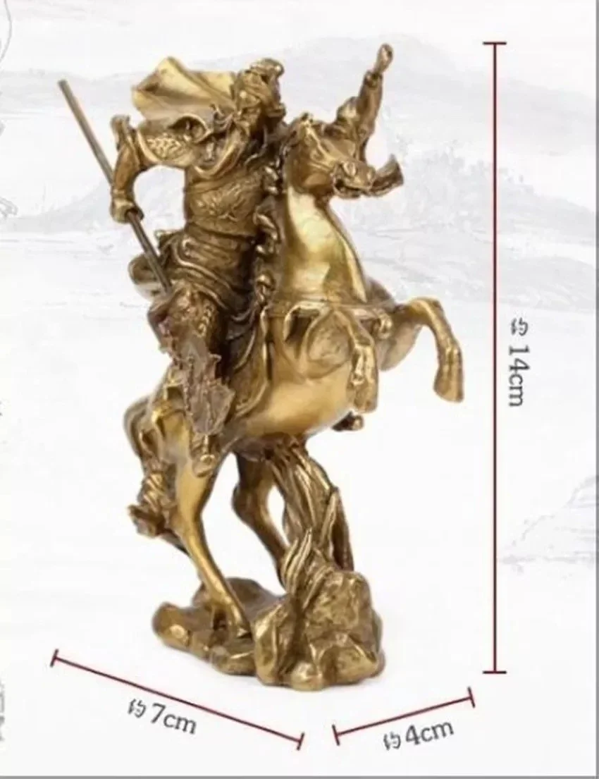 Chinese Ancient Hero Guan Gong Guan Yu ride on horse * bronze statue