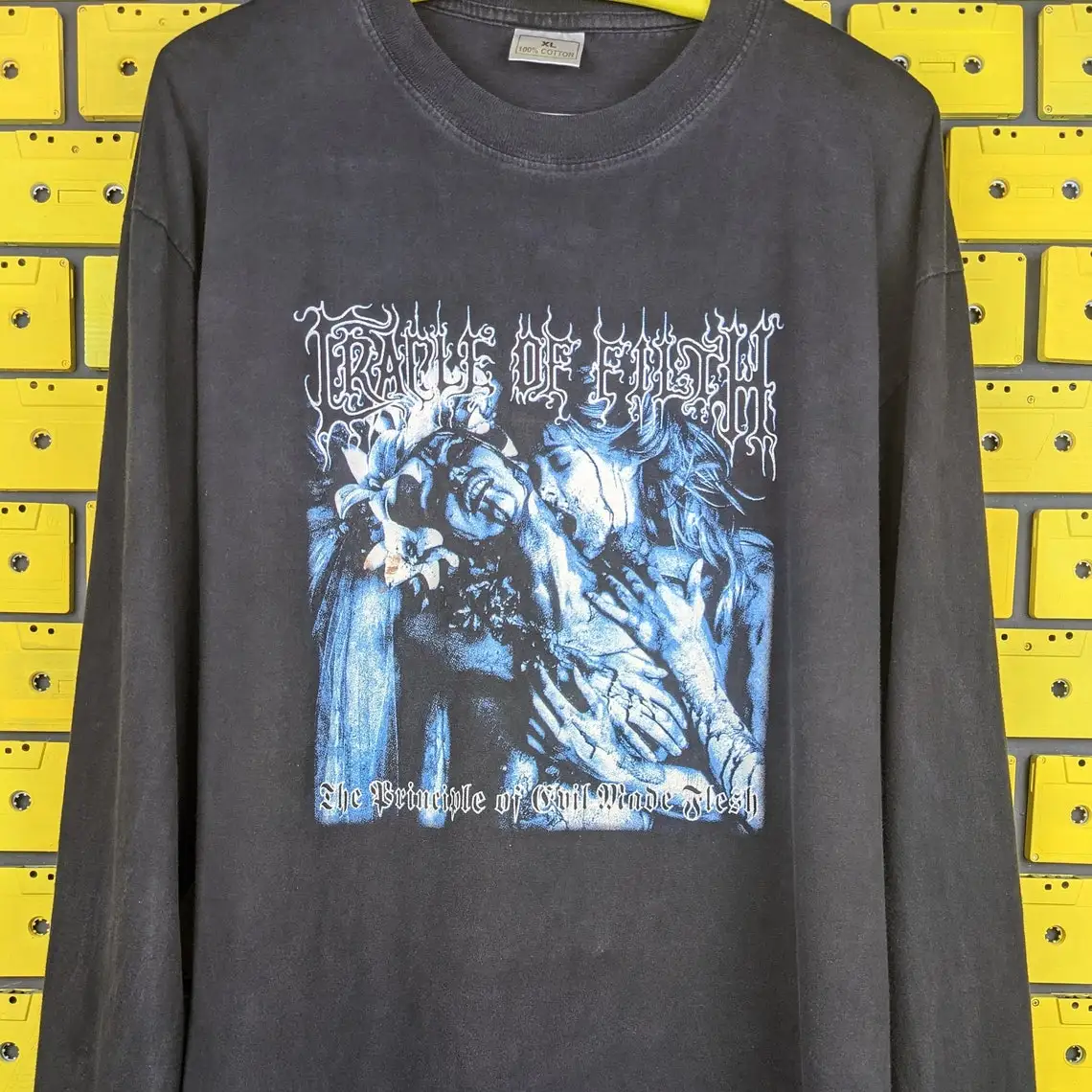 Vintage 90s 00s Cradle Of Filth Shirt The Principle Of Evil Made FleshBlack Gothic Death Metal Bootleg Long Sleeve Merch Tee Siz