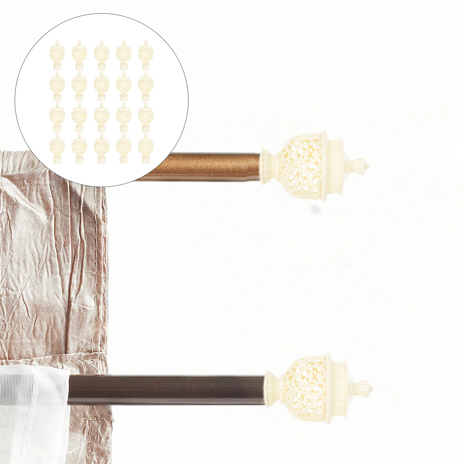 

20 Pcs Retro Decor Curtain Rod Plug End Roman Pole Ends Decorative Cap